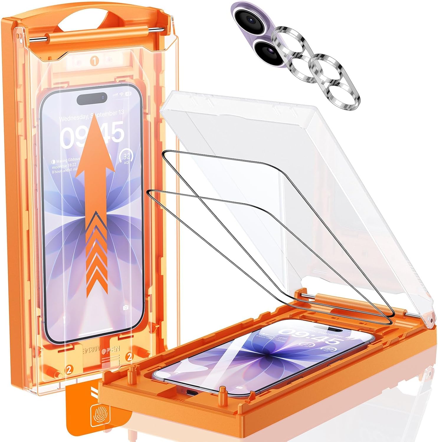 Detalle de MRGLAS MG-CTHD-04 iPhone 17 Screen Protector, 9H+ Glass, Auto-Dust Removal