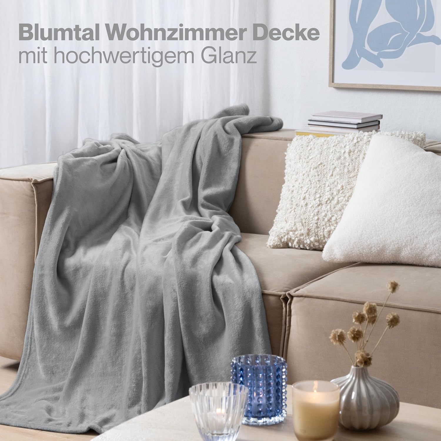 Thumbnail 5 de Blumtal Fleecedecke 220 x 240 cm grau – Oeko-TEX-zertifiziert, kuschelig warm