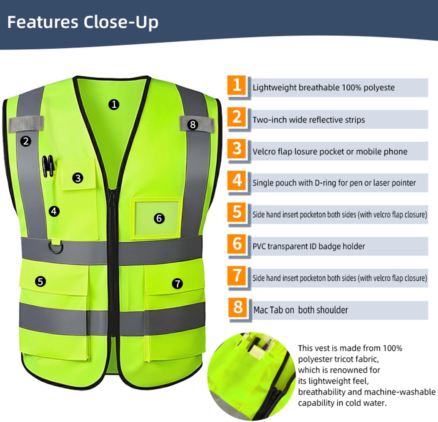Thumbnail 1 de Tydon Guardian Hi Vis Vest: Reflective Safety Vest for Men and Women