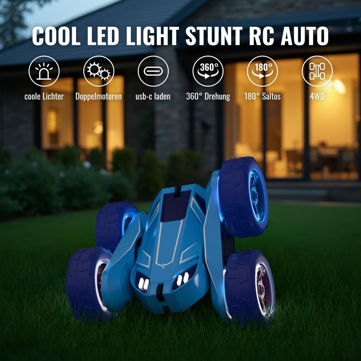 Thumbnail 3 de Ferngesteuertes Auto „Exklusiv“ mit Dual-USB-C Direktladung, 2,4G 360° Stunts und LED-Licht, 4WD (für 3–12 Jahre)
