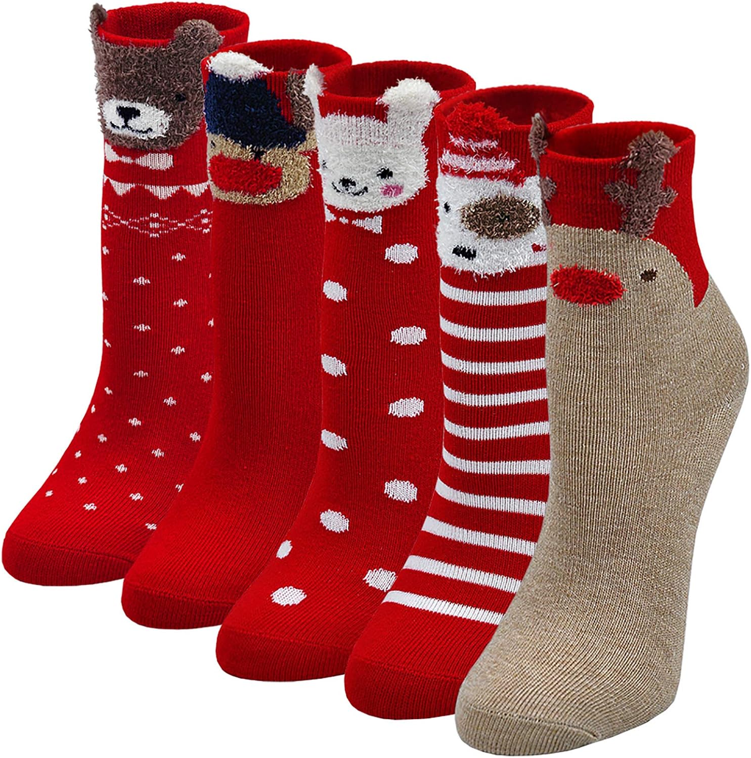 Detalle de LOFIR Weihnachtssocken für Kinder Mädchen 5 Paare