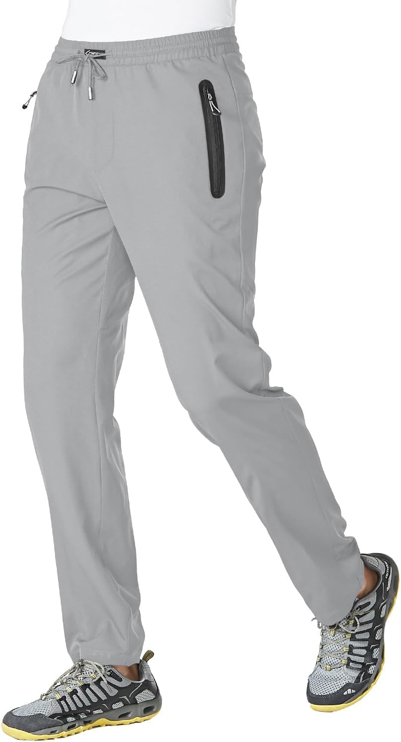 Detalle de BGOWATU Men's Lightweight Athletic Pants with Quick-Dry Fabric and Zipper Pockets