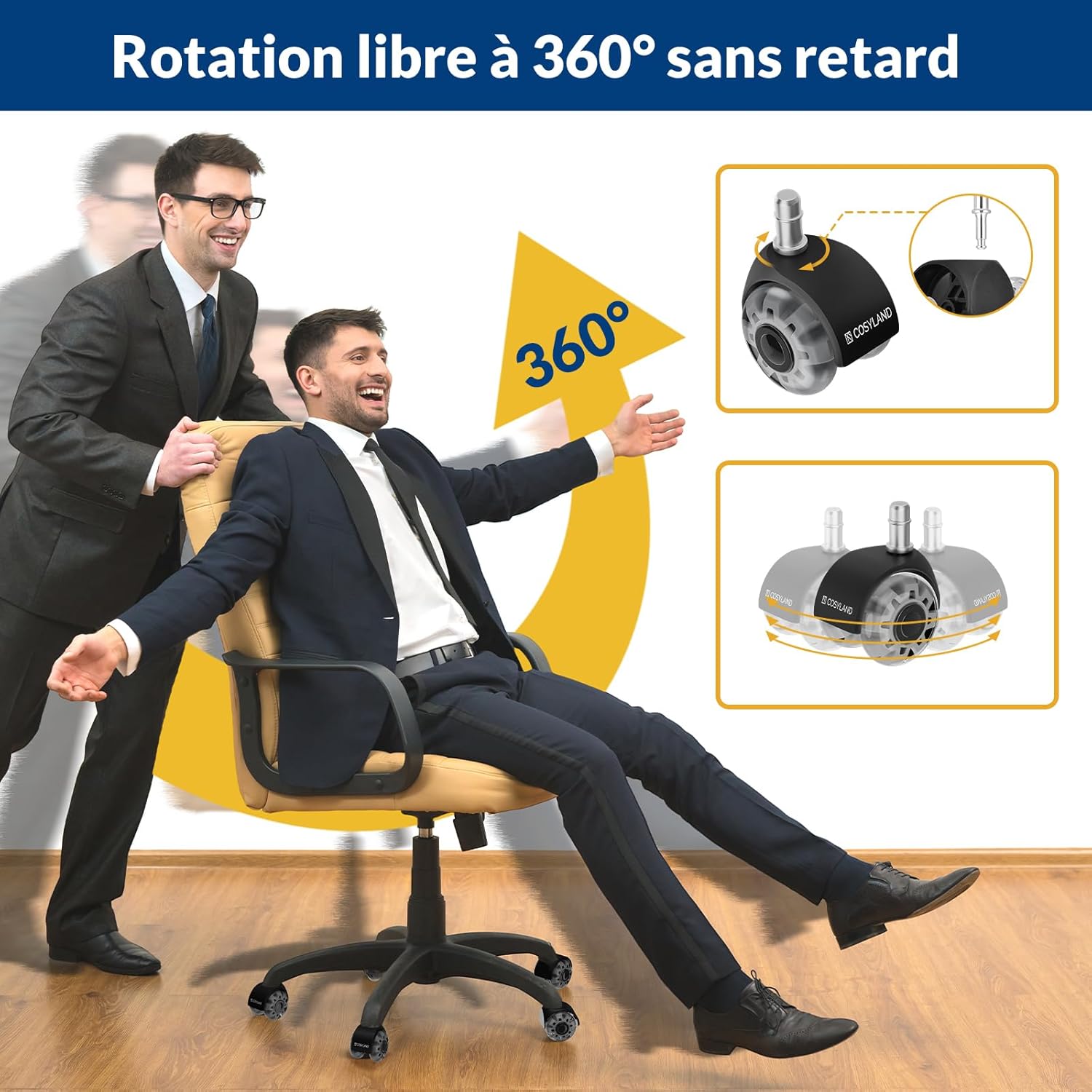 Detalle de COSYLAND 5PCS Roulette Chaise Bureau 10x22mm – Roulettes Silencieuses, 360° et capacité 300 kg