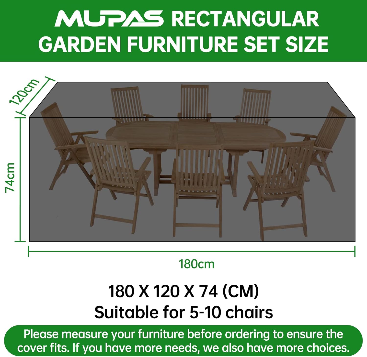 Detalle de MUPAS Schutzhülle für Gartenmöbel 180 x 120