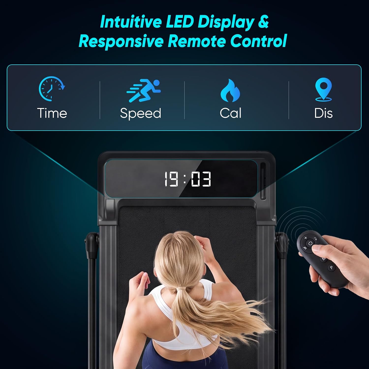Detalle 2 de NEWBULIG PBJ-FS01 Walking Pad Treadmill with Handle Bar and LED Display