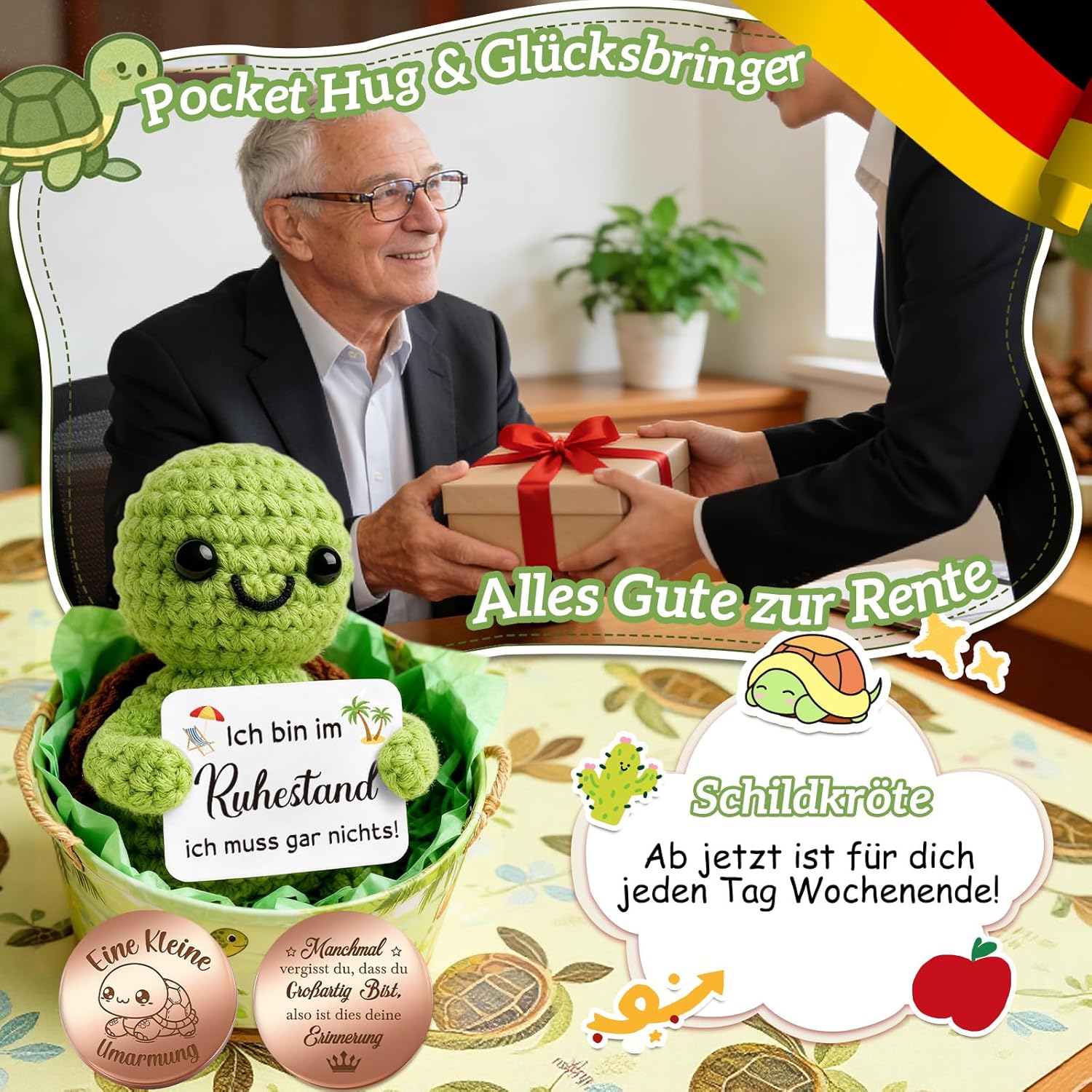 Thumbnail 2 de Giftota Ruhestand Geschenk: Pocket Hug Schildkröte als Abschiedsgeschenk für Kollegen & Rentner