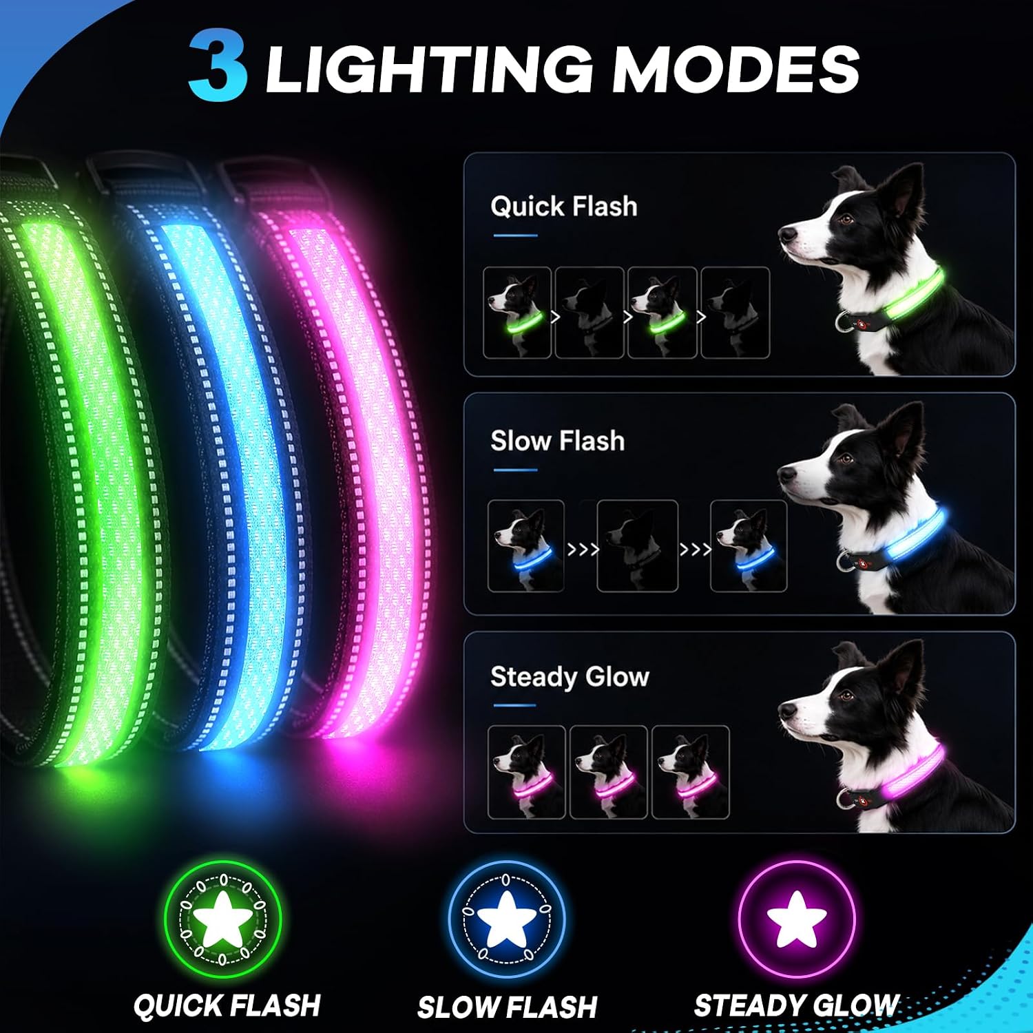 Thumbnail 5 de Bamda Light-Up Dog Collar, Blue