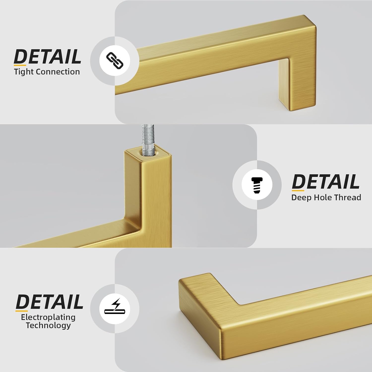 Thumbnail 4 de Goldenwarm 5-Inch Cabinet Pulls, 10-Pack, Brushed Gold Stainless Steel