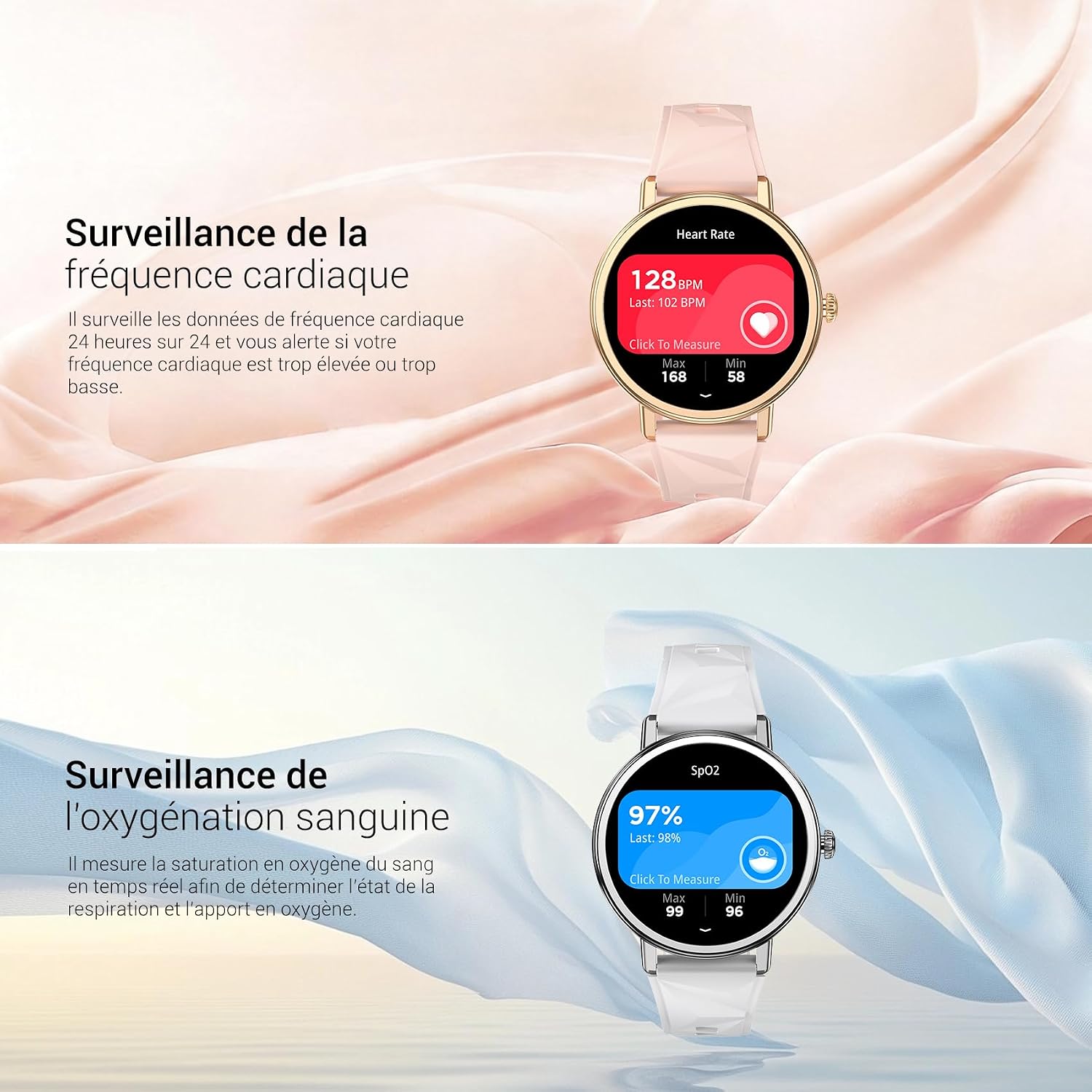 Detalle 2 de Blackview Montre Connectée Femme – 1,26'', Appel Bluetooth, Suivi du Cycle et 100+ Modes sportifs