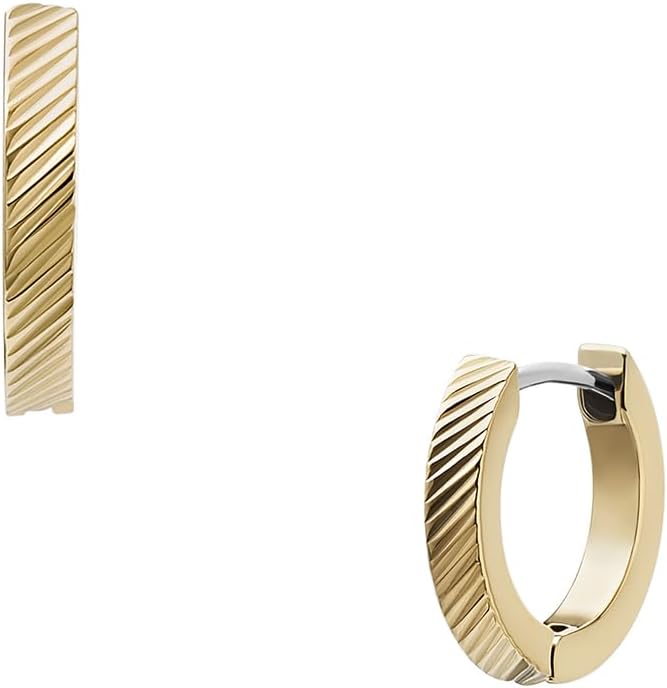 Detalle de Fossil Damen Ohringe – Goldfarbener Edelstahl mit Ringverschluss