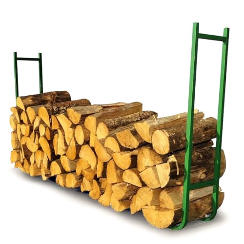 Detalle de Ribiland 2579 Range bûches modulable en métal Vert – avec tubes à emboîter, hauteur 0,90 mètre et longueur réglable