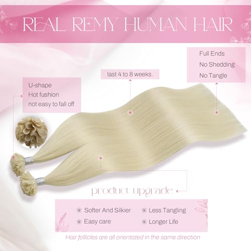 Detalle 2 de Moresoo extension cheveux naturel kératine 50 mèches blond clair 35 cm ⚙