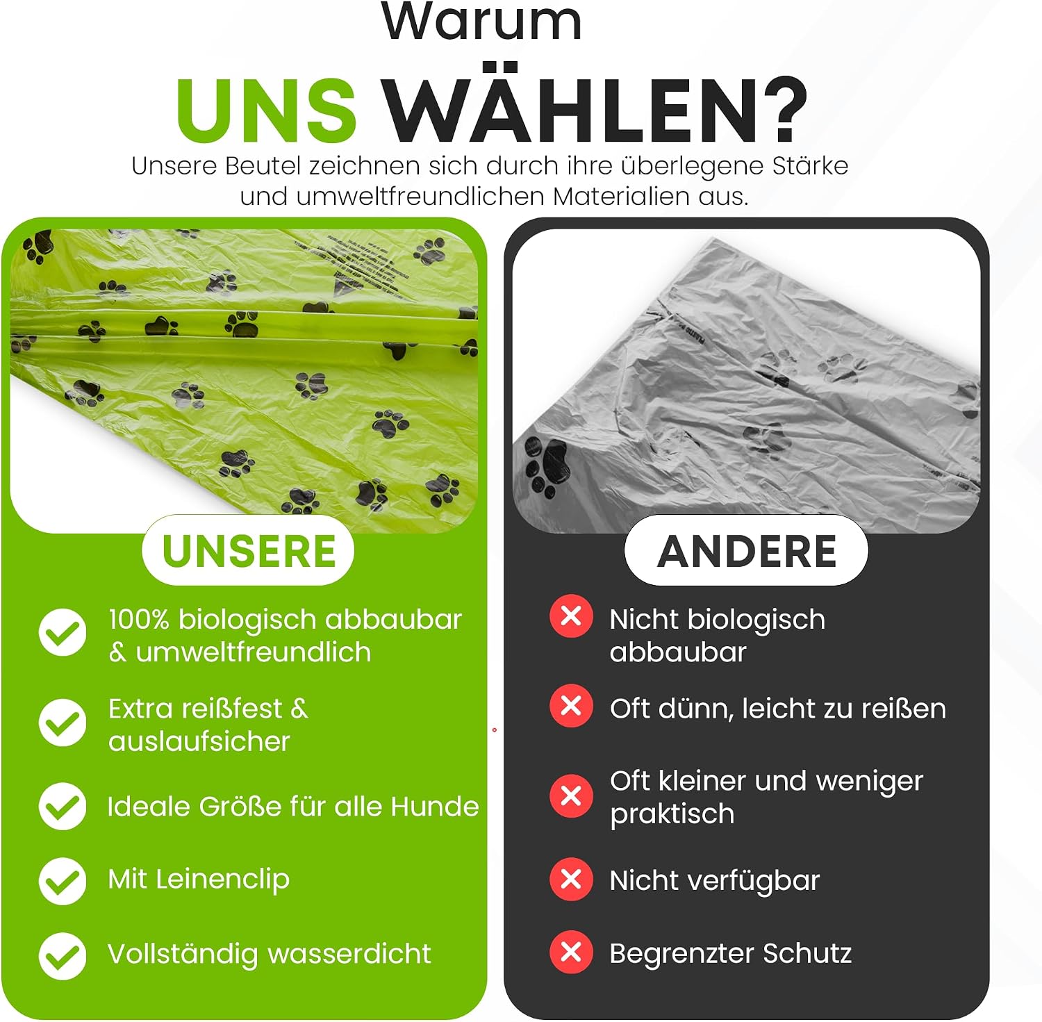 Thumbnail 5 de BI0 Hundekotbeutel mit Spender – Kompostierbare Beutel, 300 Stück inklusive Spender und Leinenclip