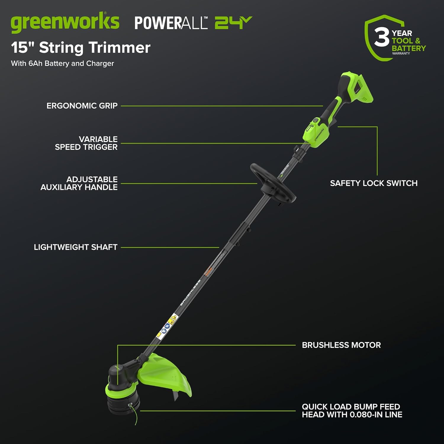 Thumbnail 1 de Greenworks Cordless String Trimmer 24V