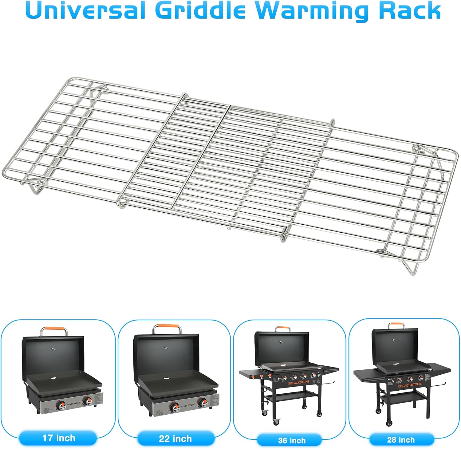 Detalle 2 de CANDANA Adjustable Griddle Warming Rack, Stainless Steel, Foldable, 2-Pack