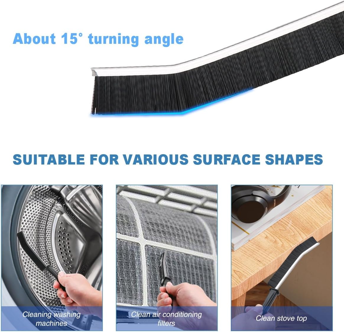 Detalle de CUCM Cleaning Brush, Hard Bristle Crevice Cleaning Brush UK (3-Piece) for Narrow Corners