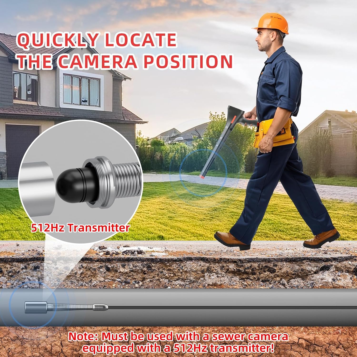 Thumbnail 6 de Drain Camera 50m and 512Hz Pipe Locator Set by Sanyipace – 10.1" Touchscreen, 1080p Self‑leveling Drainage Endoscope