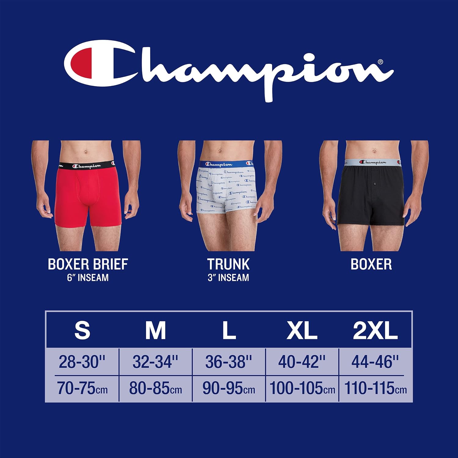 Detalle de Champion Men's Boxer Briefs, 5-Pack, Black, XL, Stretch Cotton, Moisture-Wicking