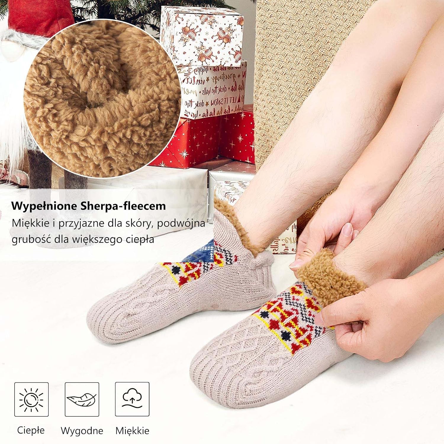Detalle 2 de ZFSOCK Hut Socks – męskie, ocieplane skarpety domowe z ABS