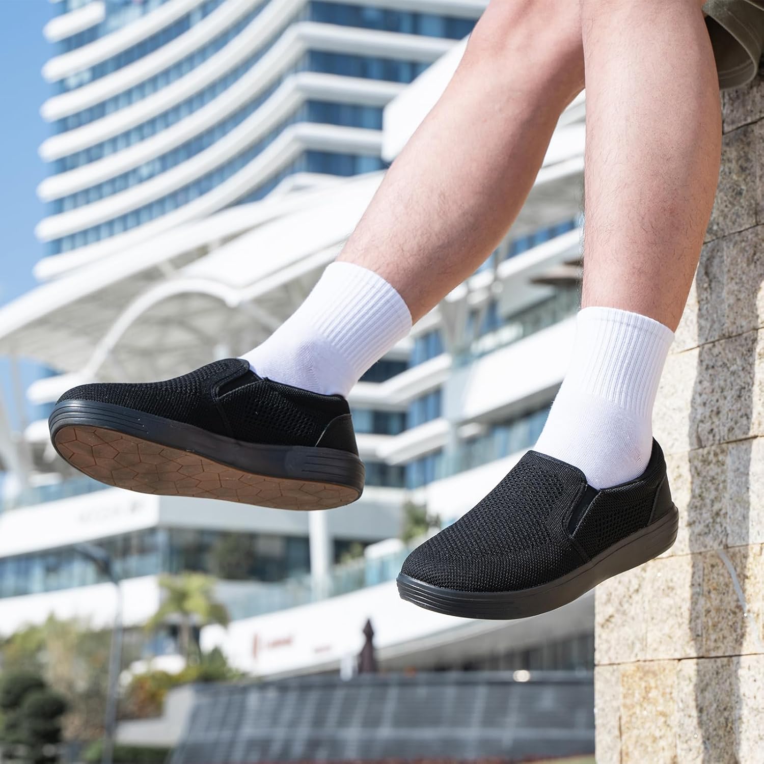 Detalle de Konhill Herren Slip On Schuhe Trainers – Casual, atmungsaktiv und komfortabel