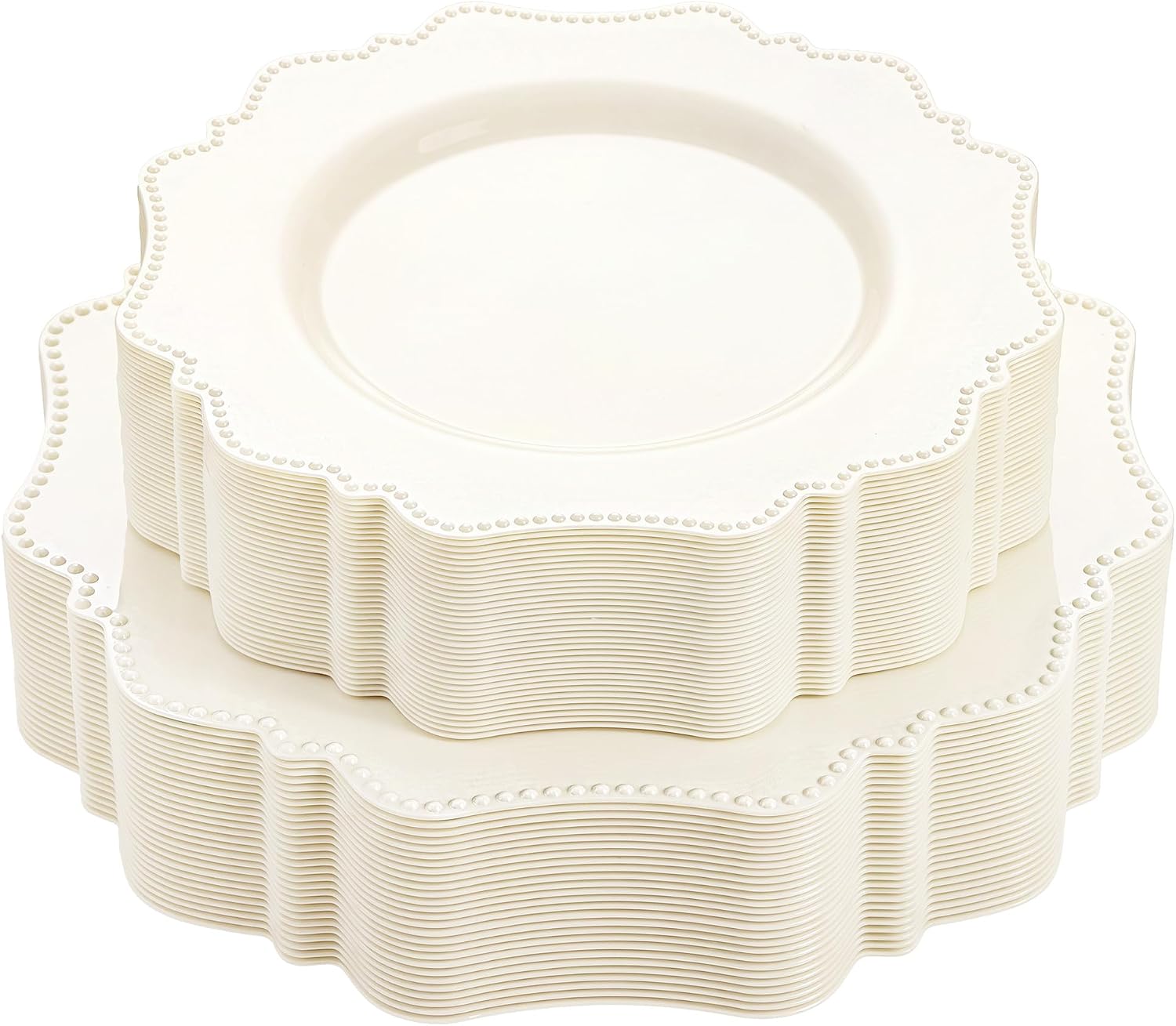 Detalle de Colosus Ivory Plastic Plates 60pc