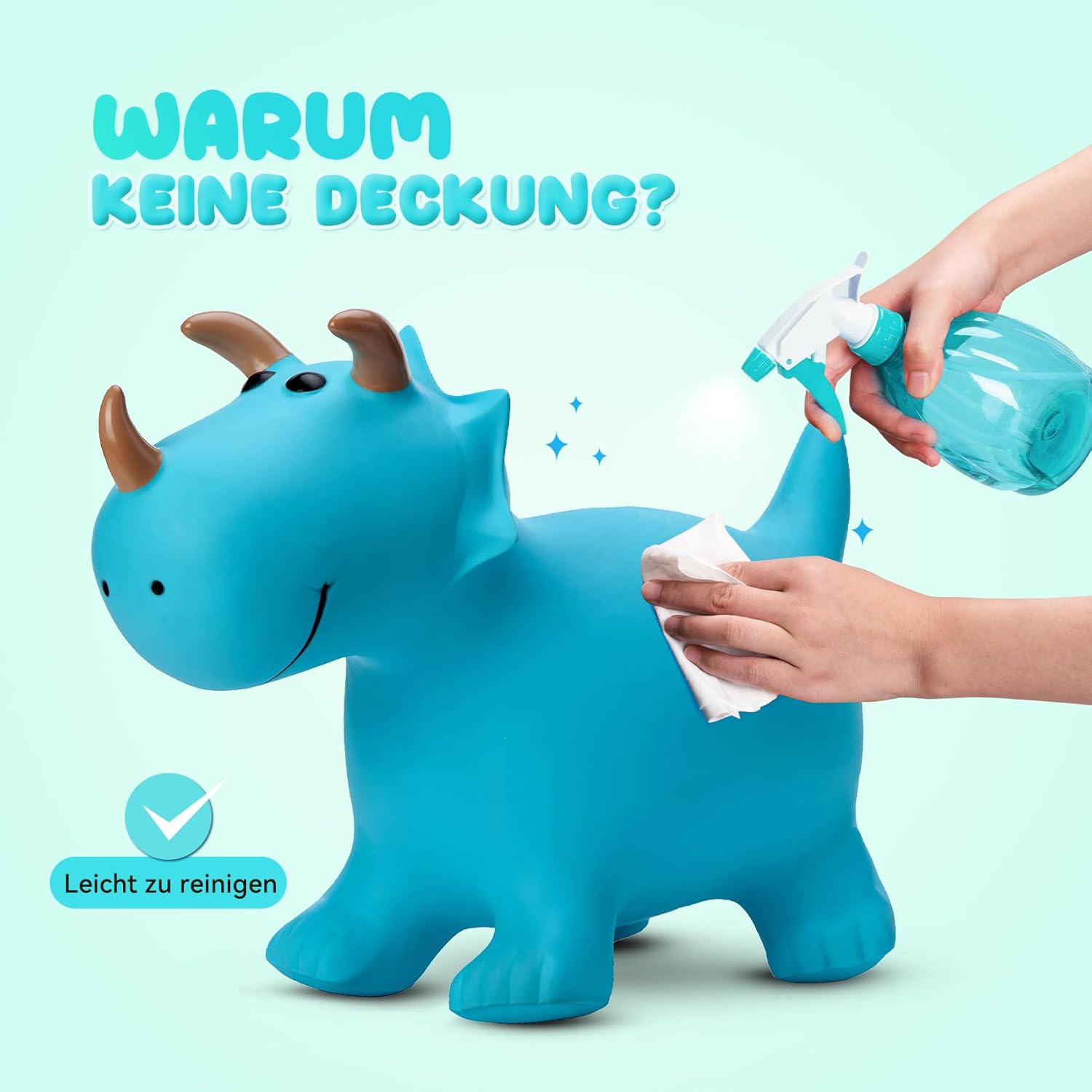 Detalle de U&C Planet Hüpftier Dinosaurier Hopper – robustes PVC-Hüpfspielzeug für Kinder 1–6 Jahre