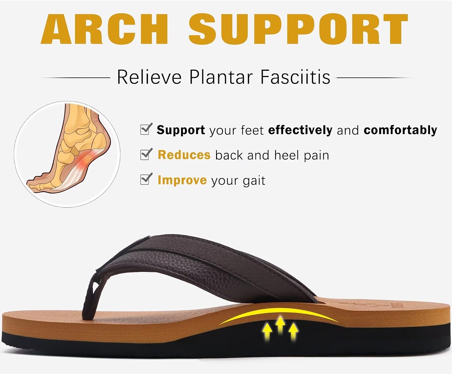 Thumbnail 3 de KuaiLu Men's Flip Flops Arch Support