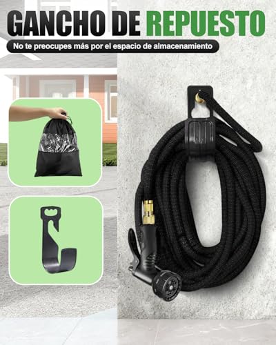 Detalle de Manguera Flexible Hingue 15 m Negro — Extensible, 3 capas de látex y boquilla 10 modos