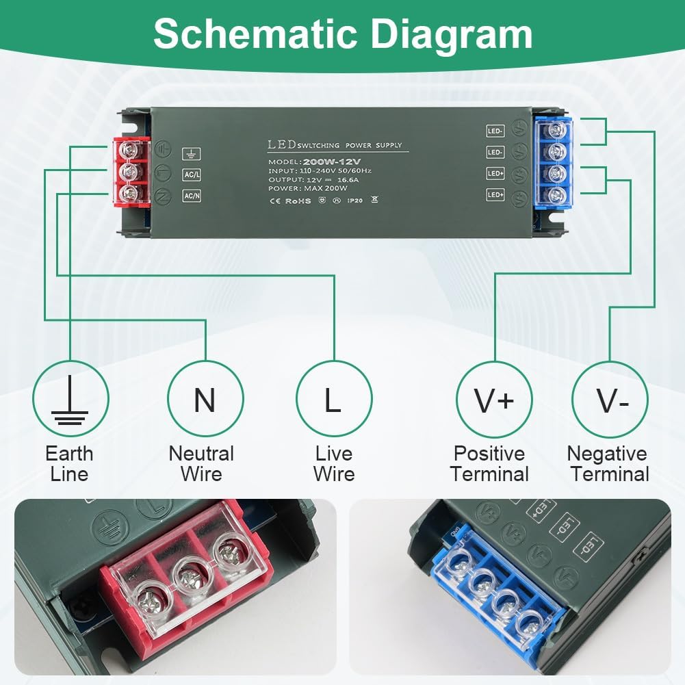 Thumbnail 2 de URAQT 12V LED Driver 200W 12V transformer for strip lights 🔌