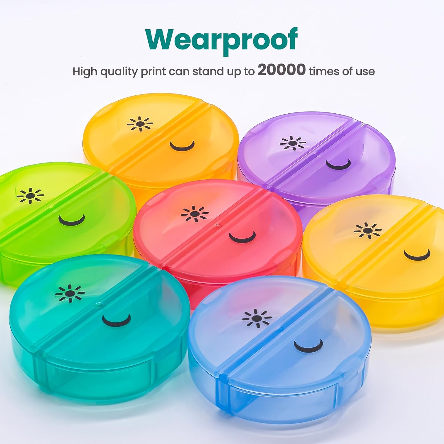 Detalle 2 de Sukuos Large Weekly Pill Organizer 2 Times a Day – AM/PM 7-Day Pill Box with Double Protection