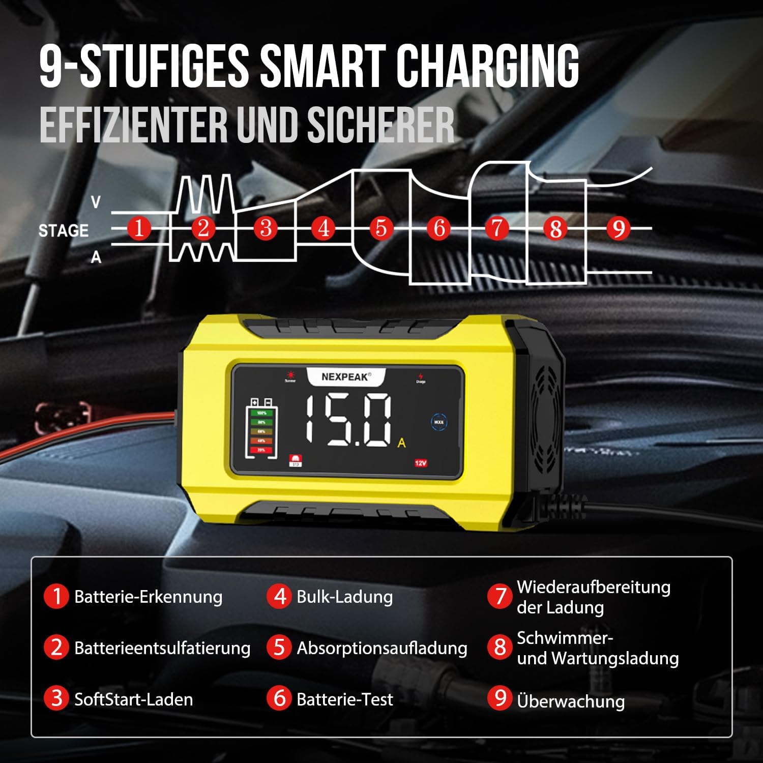 Detalle de NEXPEAK NC215 15A Batterieladegerät 12V