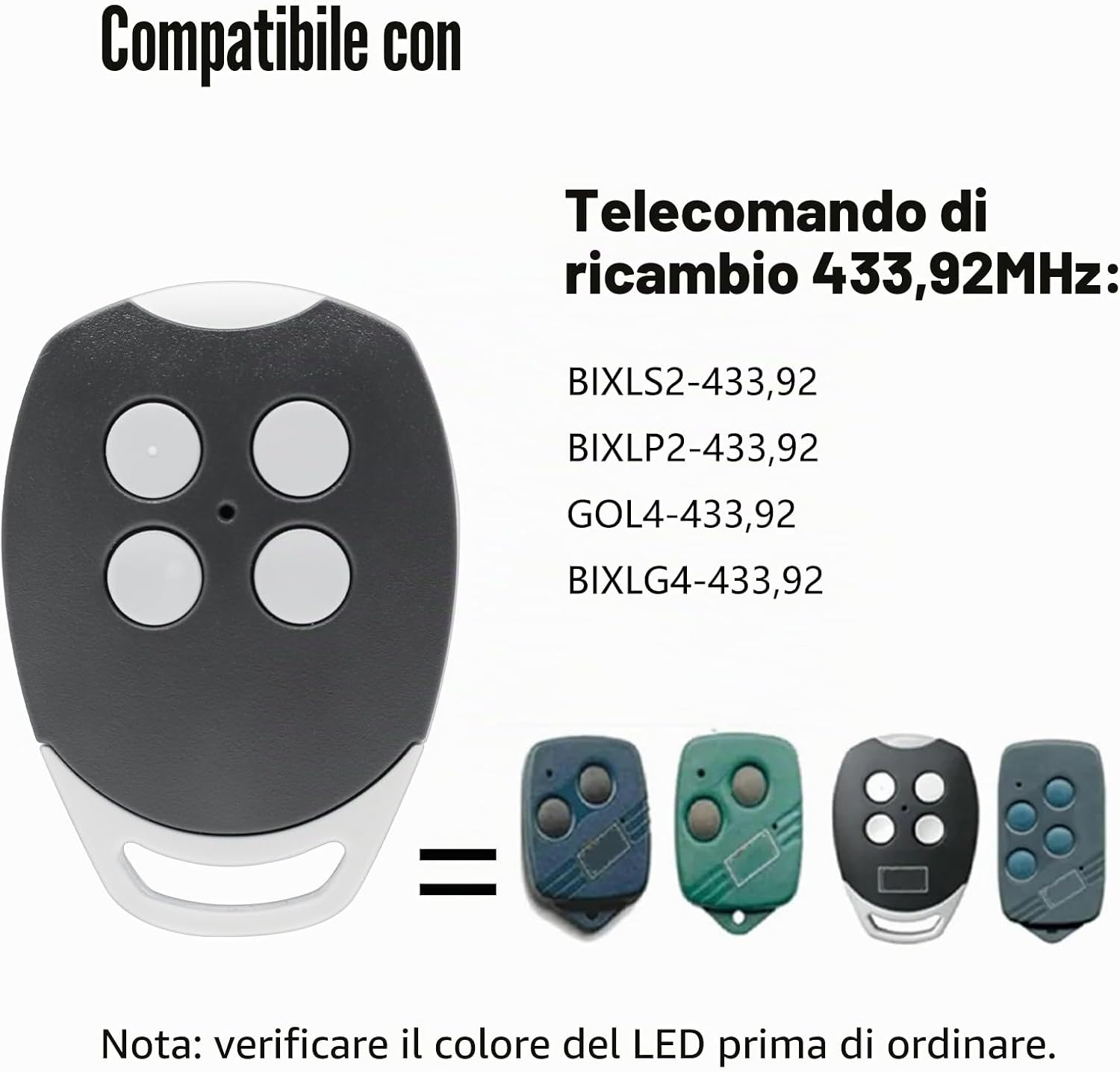 Thumbnail 2 de Telecomando per Cancelli 4 Canali 433,92 MHz – Set da 3 per DITEC GOL4, BIXLG4, BIXLP2, BIXLS2