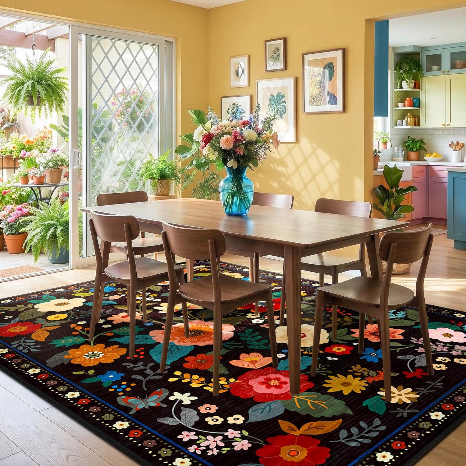 Thumbnail 1 de RELEANY Floral Nursery 5x7 Washable Area Rug