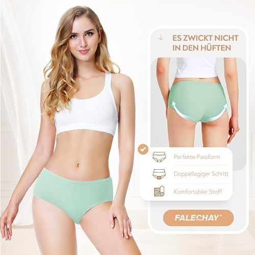 Thumbnail 3 de Falechay Damen Unterhosen: Baumwolle Slips im 6er-Pack, hohe Taille, angenehm elastisch