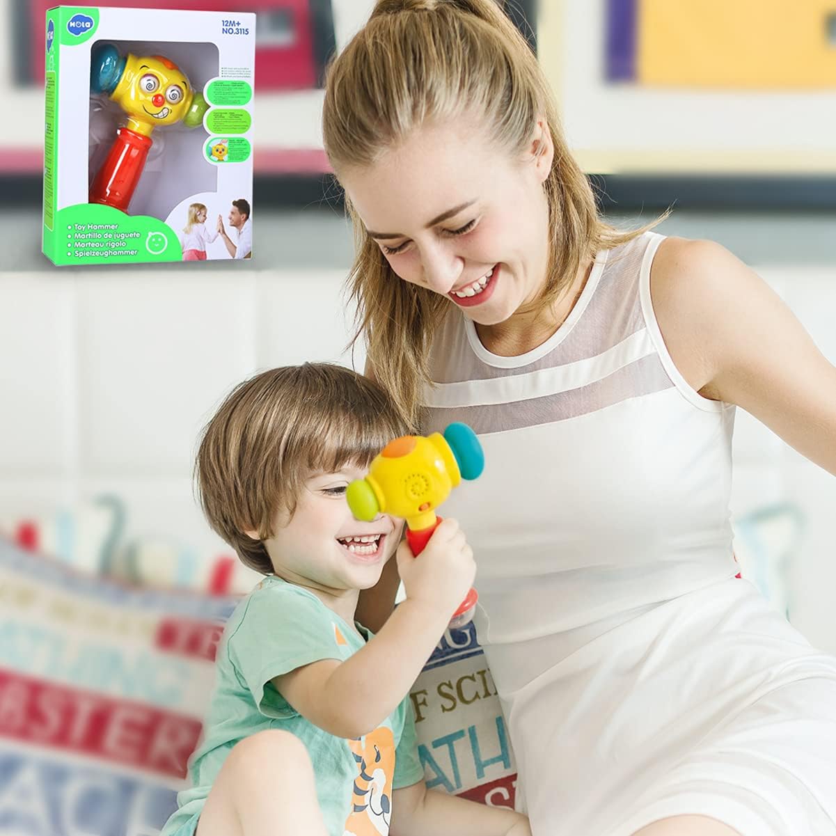 Detalle 2 de HOLA musical hammer rattle toy for 12–18 months – lights, sounds & learning modes