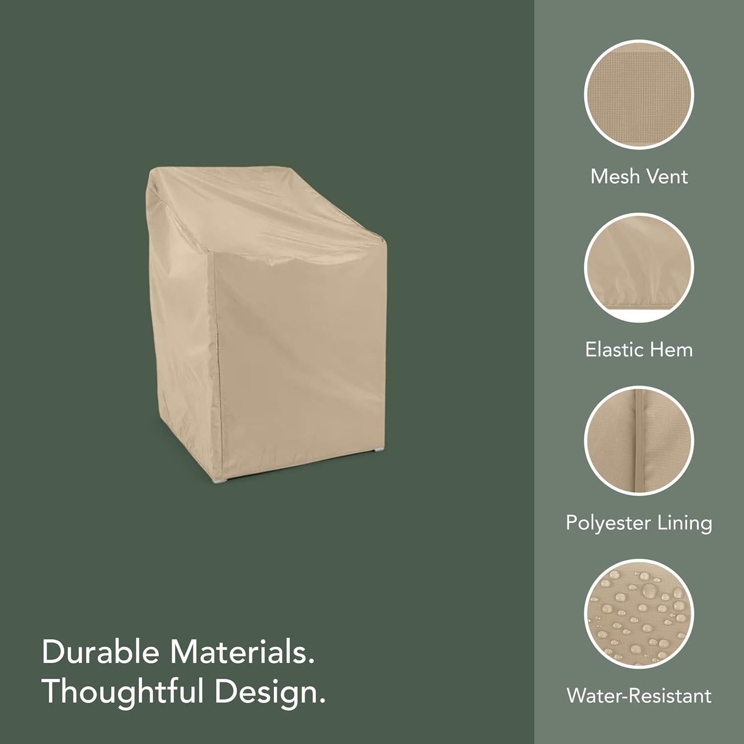 Thumbnail 2 de Covermates Classic Outdoor Chair Cover — Lightweight Weather-Resistant Tan