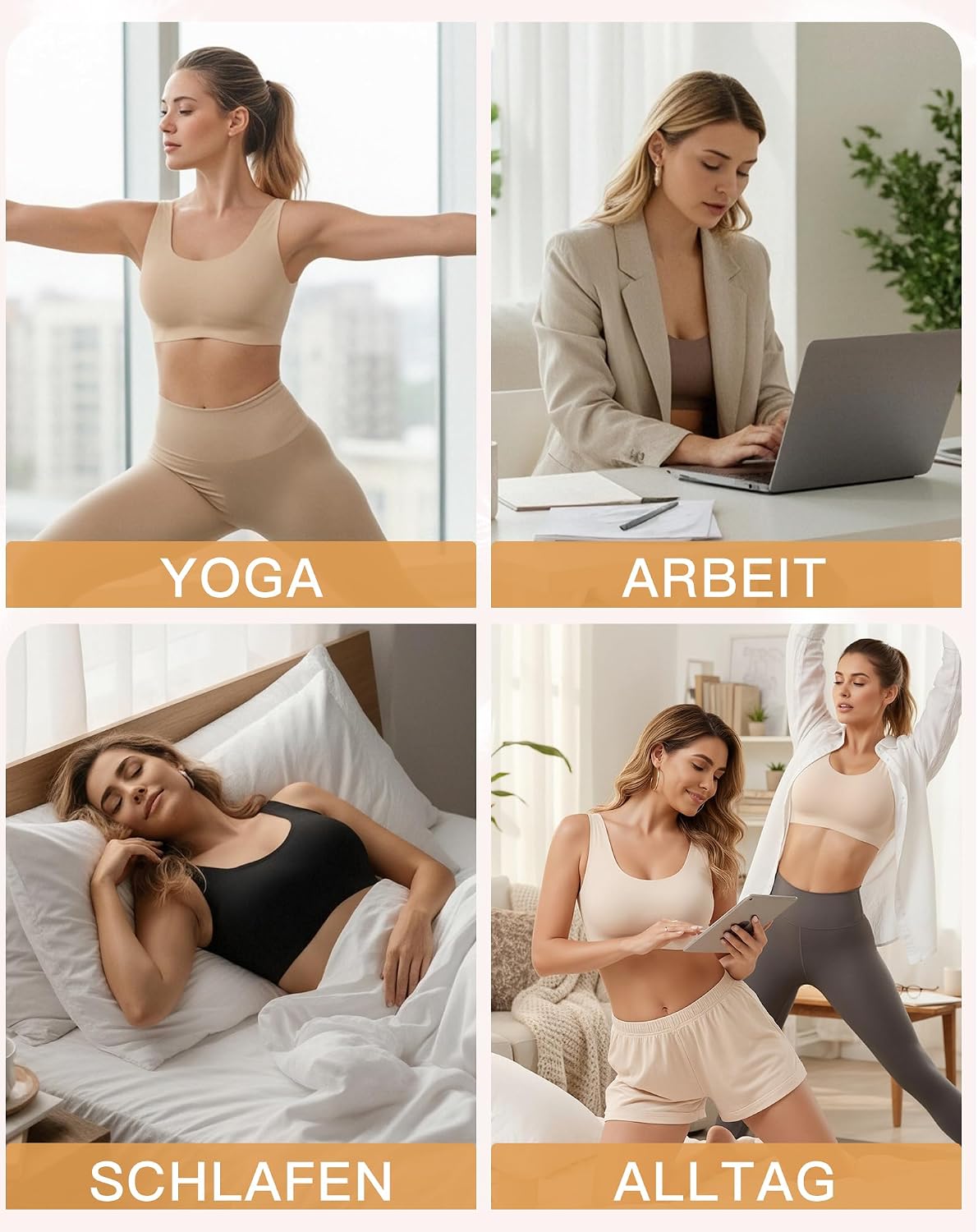 Detalle de DEANGELMON Damen BH ohne Bügel – Comfy Nahtloser Bralette für Schlaf & Alltag