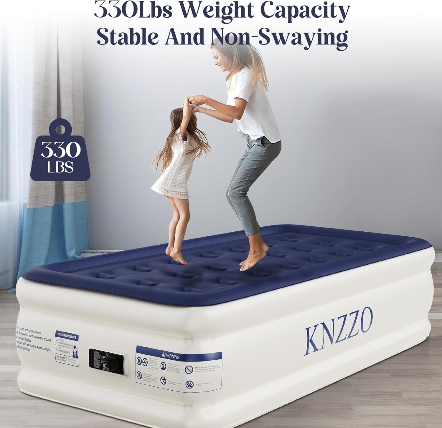 Thumbnail 1 de KNZZO Twin Air Mattress with Built-in Pump, Soft Flocked Top & Storage Bag (Leakproof Inflatable Bed)