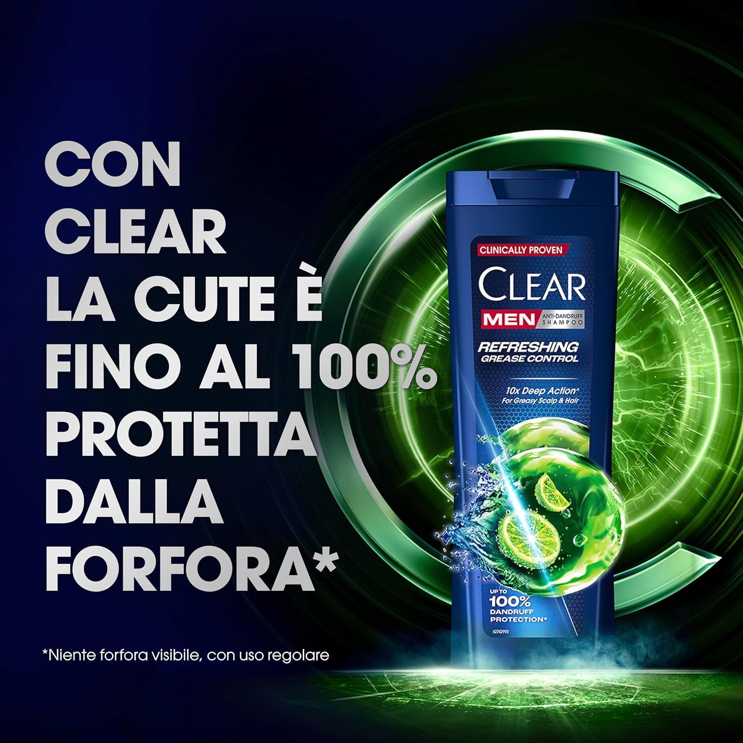 Thumbnail 3 de Clear Men Shampoo Uomo Refreshing Grease Control 3x225 ml: detergente anti-forfora e anti-sebo