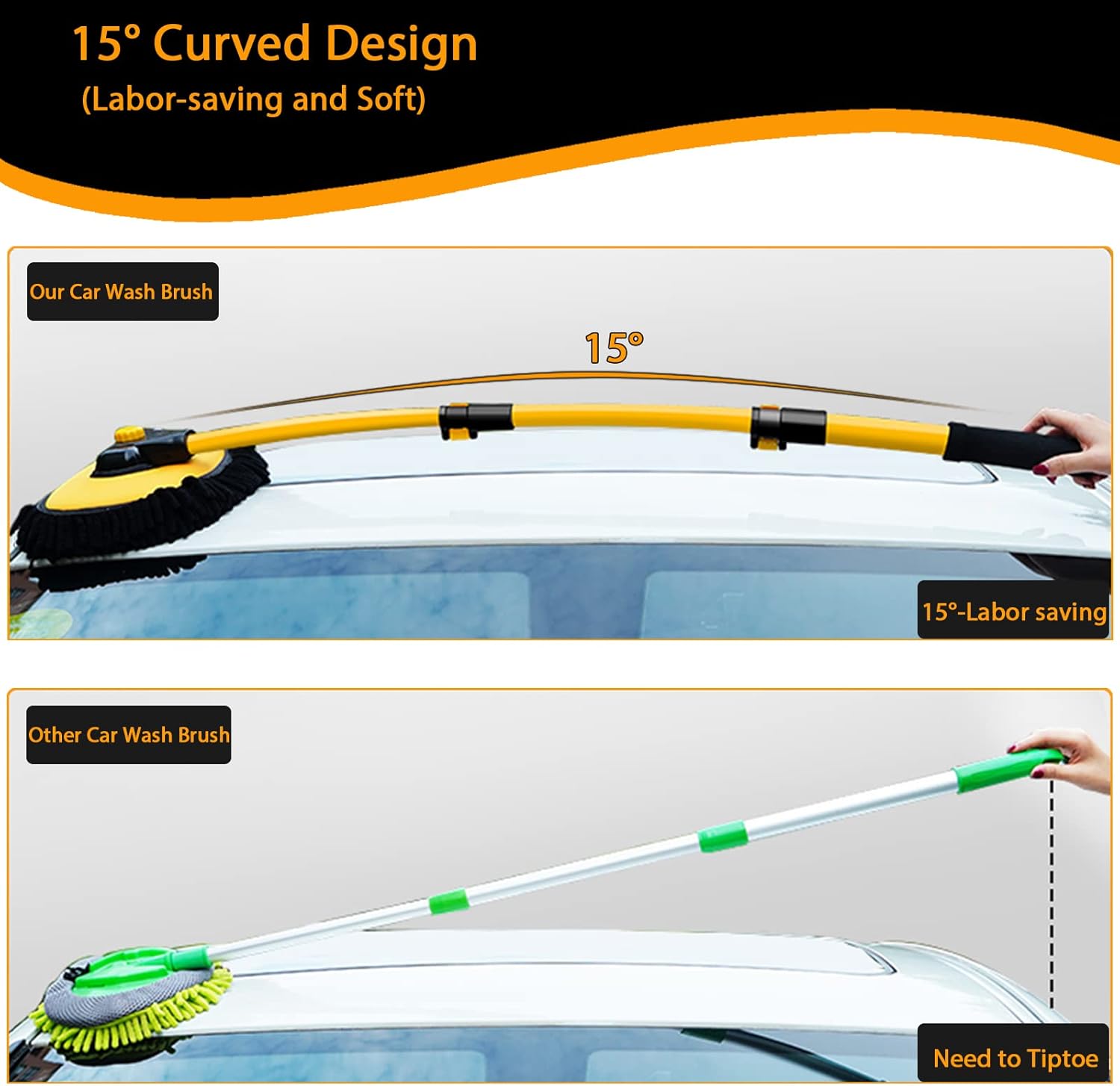 Thumbnail 1 de Harazaqa 15° curved car cleaning brush, 43 inch