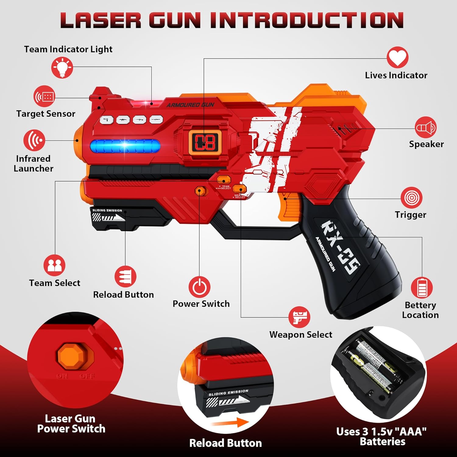 Thumbnail 2 de Laser Tag Guns 130 ft Set of 4