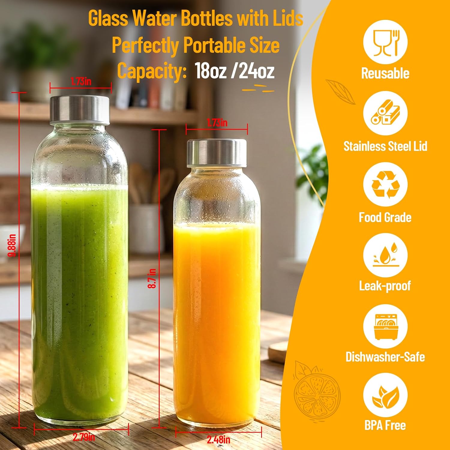 Thumbnail 4 de Luxfuel Clear Glass Bottles 18 oz reusable bottles