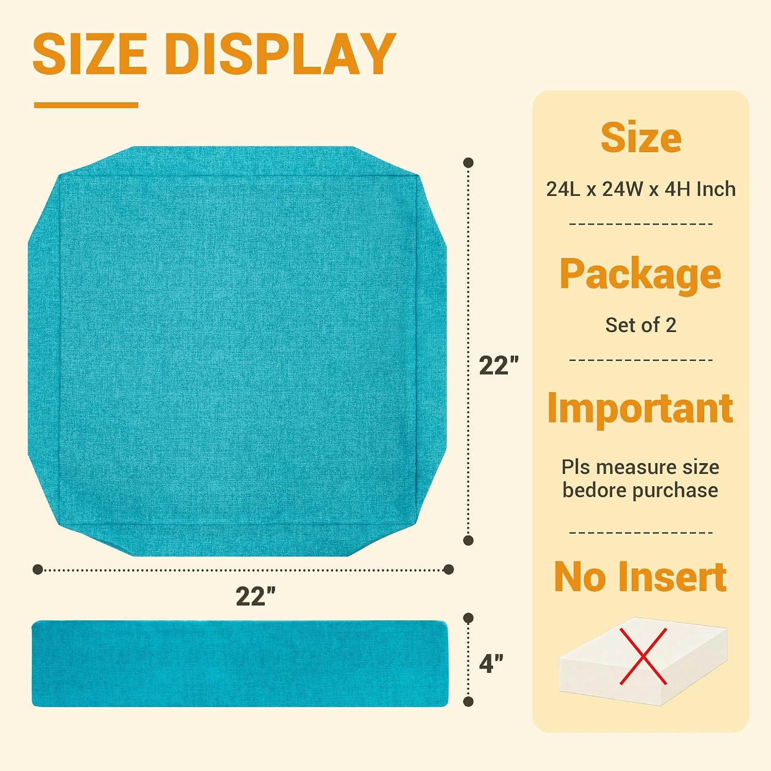 Detalle 2 de FUNHOME Outdoor Seat Cushion Covers 22 x 22 x 4 Inch