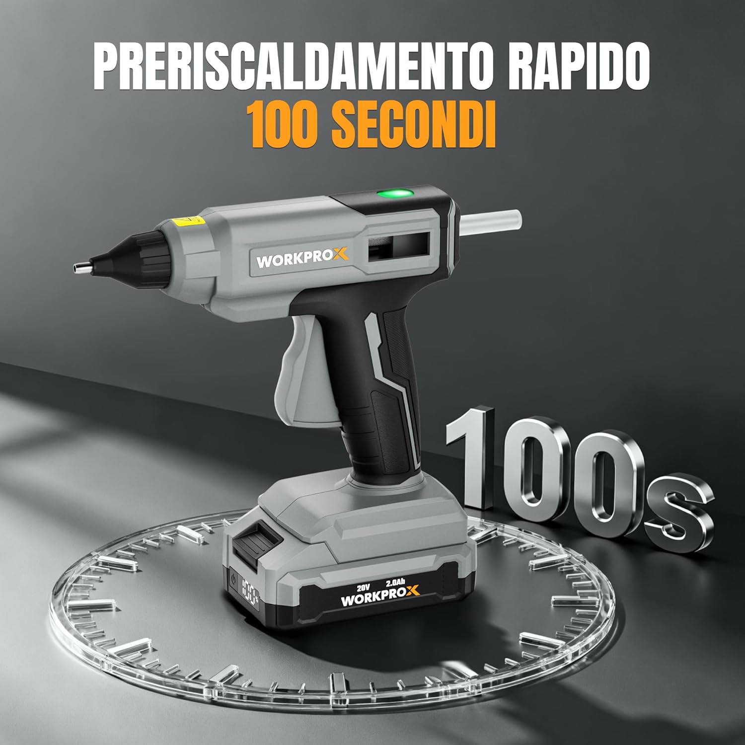 Thumbnail 3 de WORKPROX Pistola per Colla a Caldo Senza Fili 20V con Batteria e Caricatore, Riscaldamento Rapido e Spegnimento Automatico