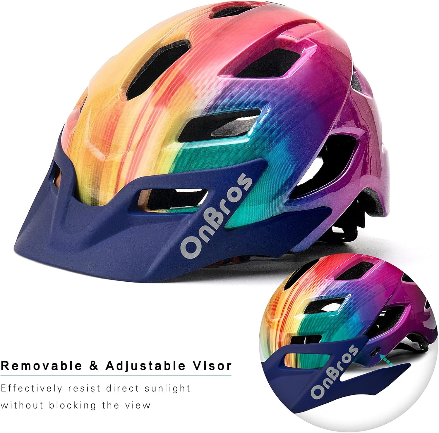 Thumbnail 3 de OnBros Kinder-Fahrradhelm für Mädchen & Jungen (5–13 Jahre) mit abnehmbaren Visier, 50–57 cm