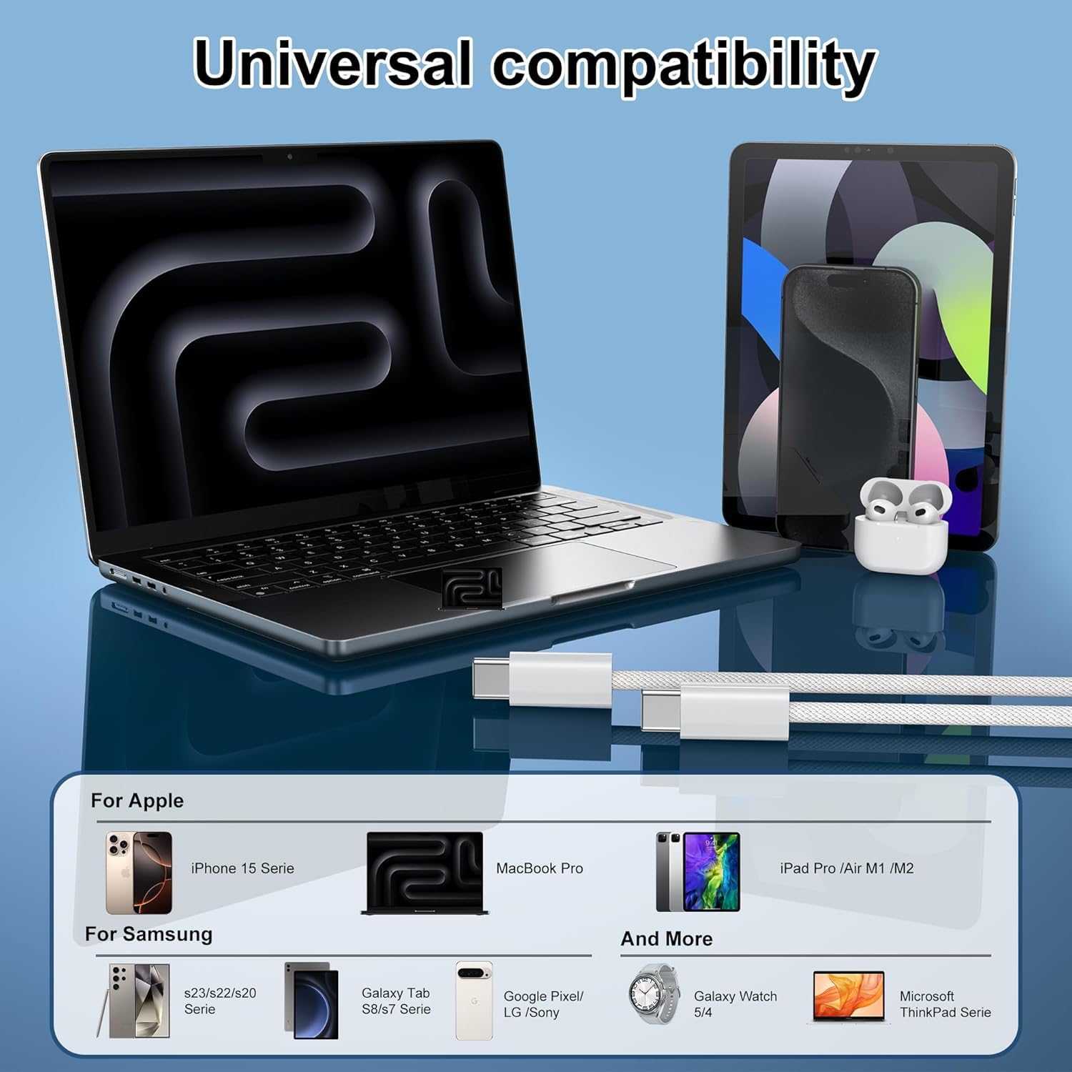 Thumbnail 6 de USB C Kabel 1M 60W Ladekabel 2er-Pack