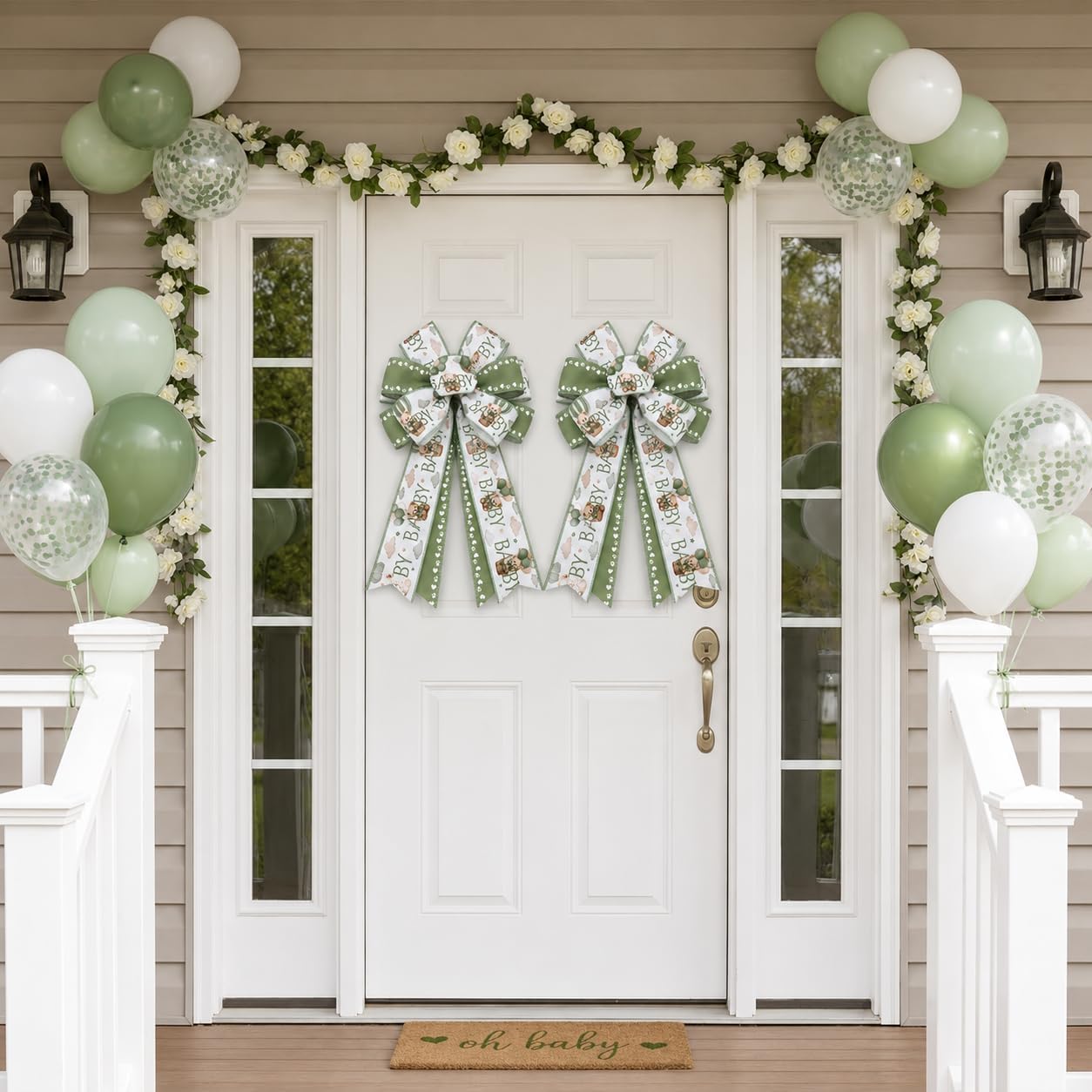 Thumbnail 6 de Wired Ribbon, Sage Green Bear Print