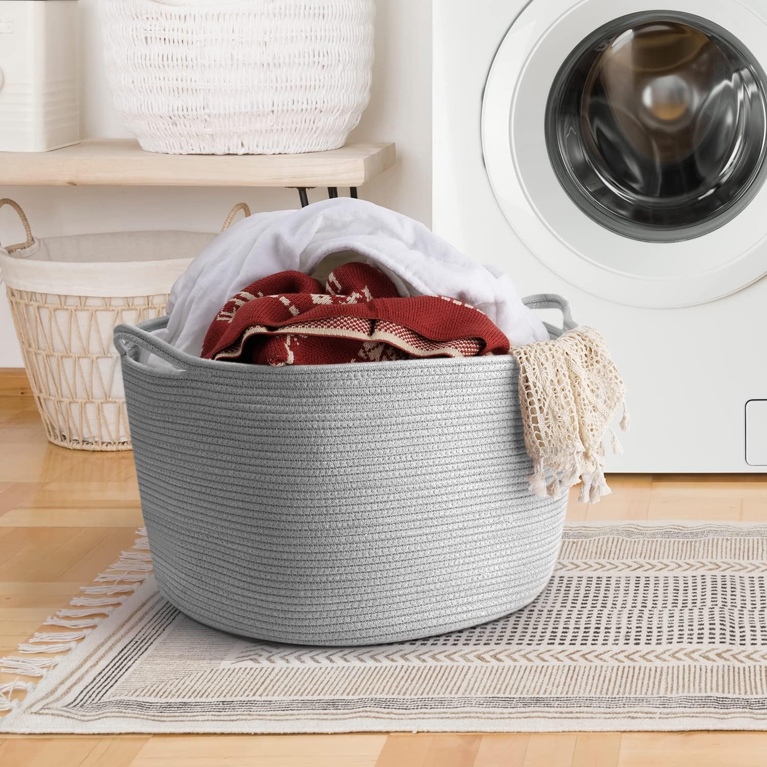 Thumbnail 5 de Maliton Grey Storage Basket, 50x35 cm (68L): A versatile, foldable solution for living spaces
