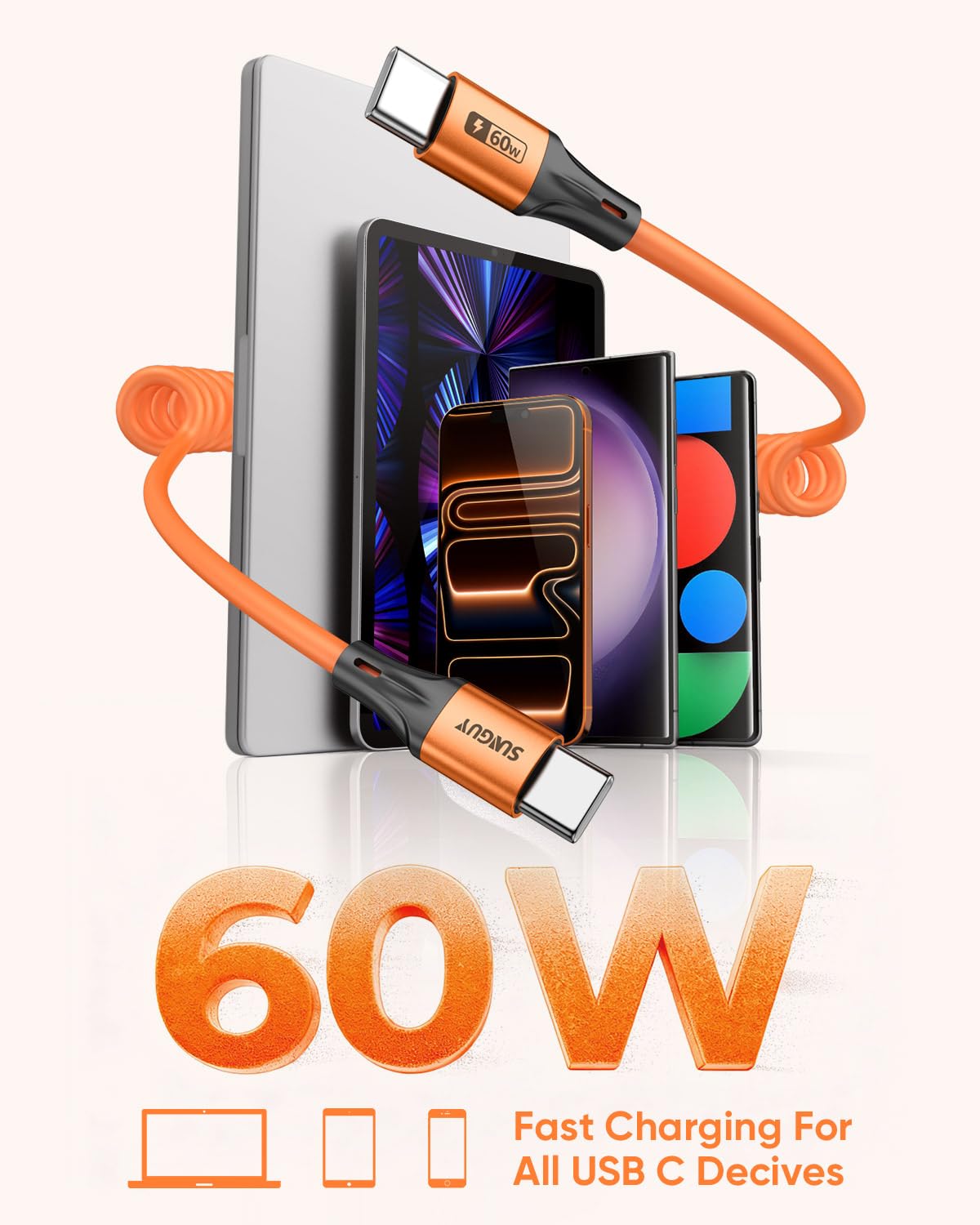 Thumbnail 2 de SUNGUY USB-C Spiralkabel 1,5 m 60 W