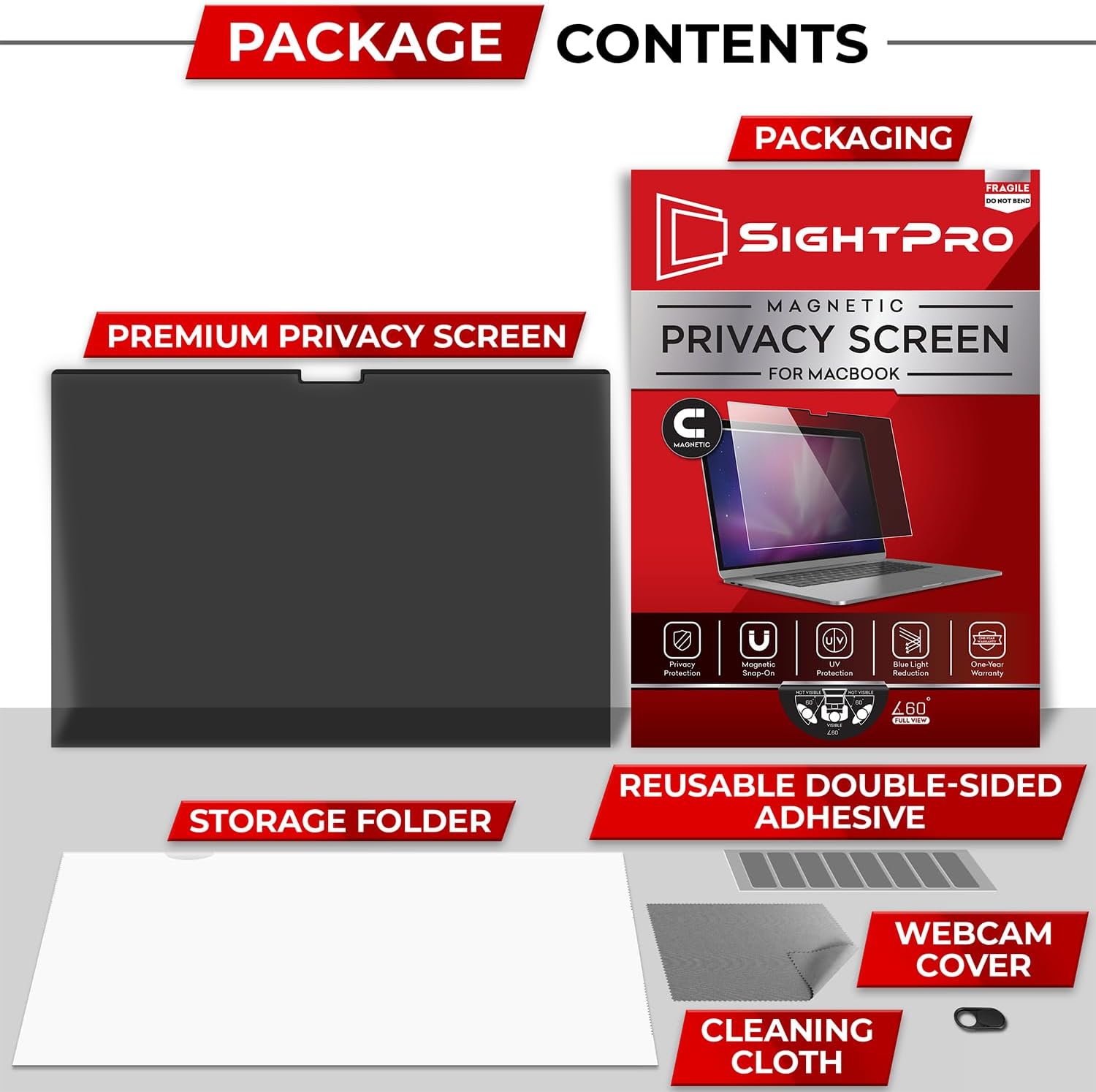 Detalle 1 de SightPro SP-PSM13MP16 Magnetic Privacy Screen for 13.3-inch MacBook Pro